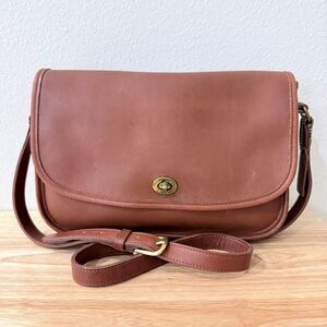 VINTAGE COACH City Bag Camel Leather VTG Crossbody handbag collector